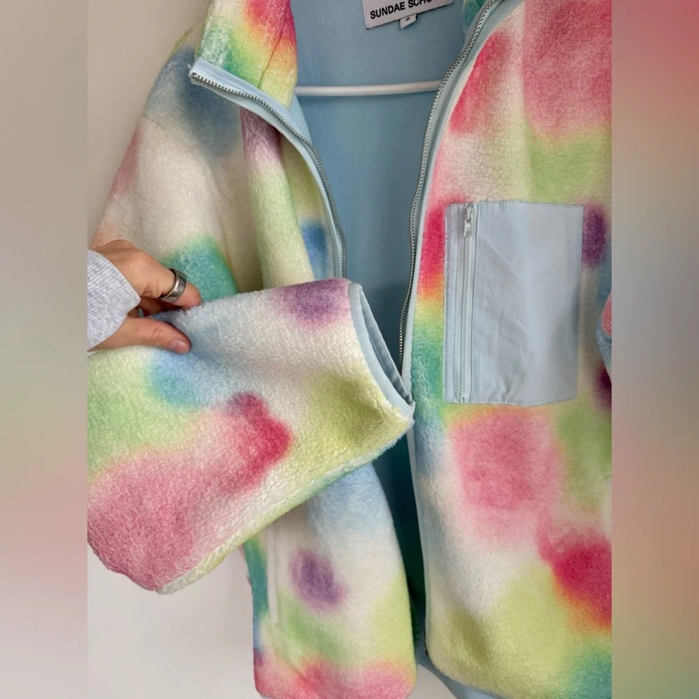 Sundae School Rainbow Valentine’s Day Drop Rainbow Fleece Unisex Small - Picture 13 of 14